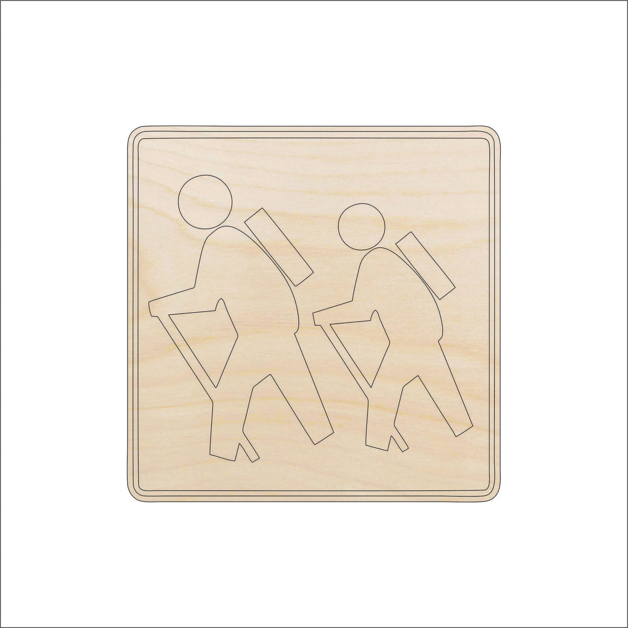 Hiking Design Wood Craft Shape - Laser Cut Baltic Birch Unfinished DIY Wood Art Supplies TRP49 - The Wood Shape Store