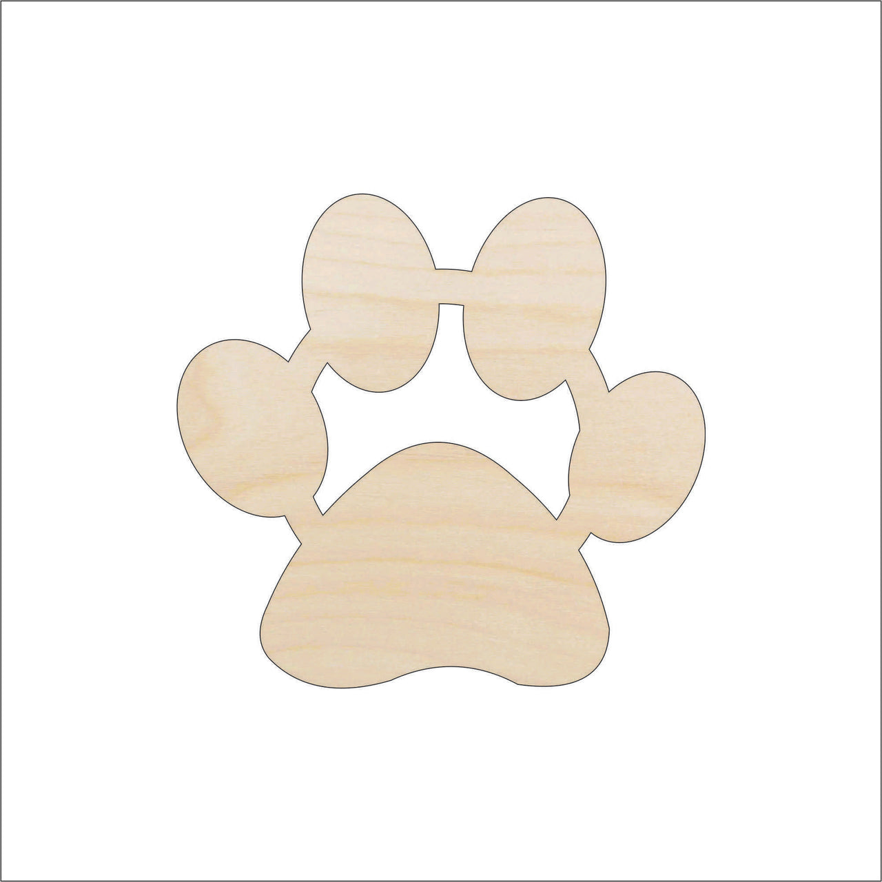 Paw Print Wood Craft Shape - Laser Cut Baltic Birch Unfinished DIY Wood Art Supplies DOG139 - The Wood Shape Store