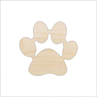 Paw Print Wood Craft Shape - Laser Cut Baltic Birch Unfinished DIY Wood Art Supplies DOG139 - The Wood Shape Store
