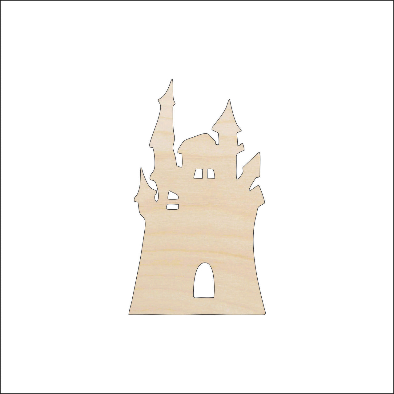 Haunted Castle Wood Craft Shape - Laser Cut Baltic Birch Unfinished DIY Wood Art Supplies FAL61 - The Wood Shape Store