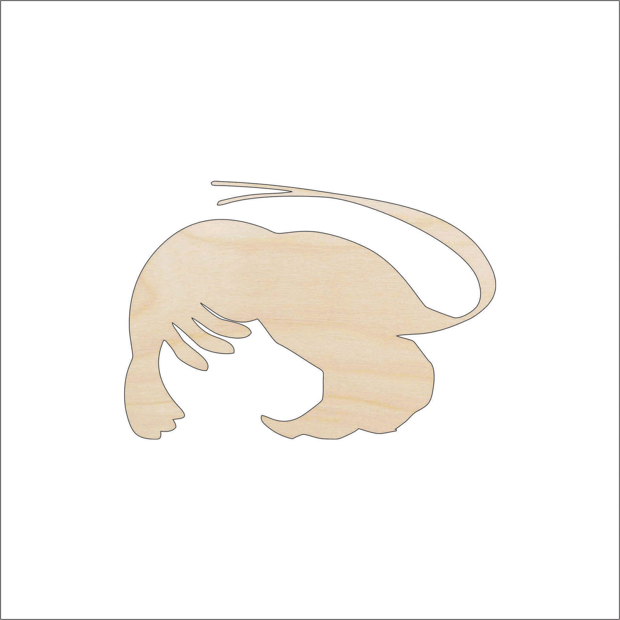 Shrimp Wood Craft Shape - Laser Cut Baltic Birch Unfinished DIY Wood Art Supplies SEA40 - The Wood Shape Store