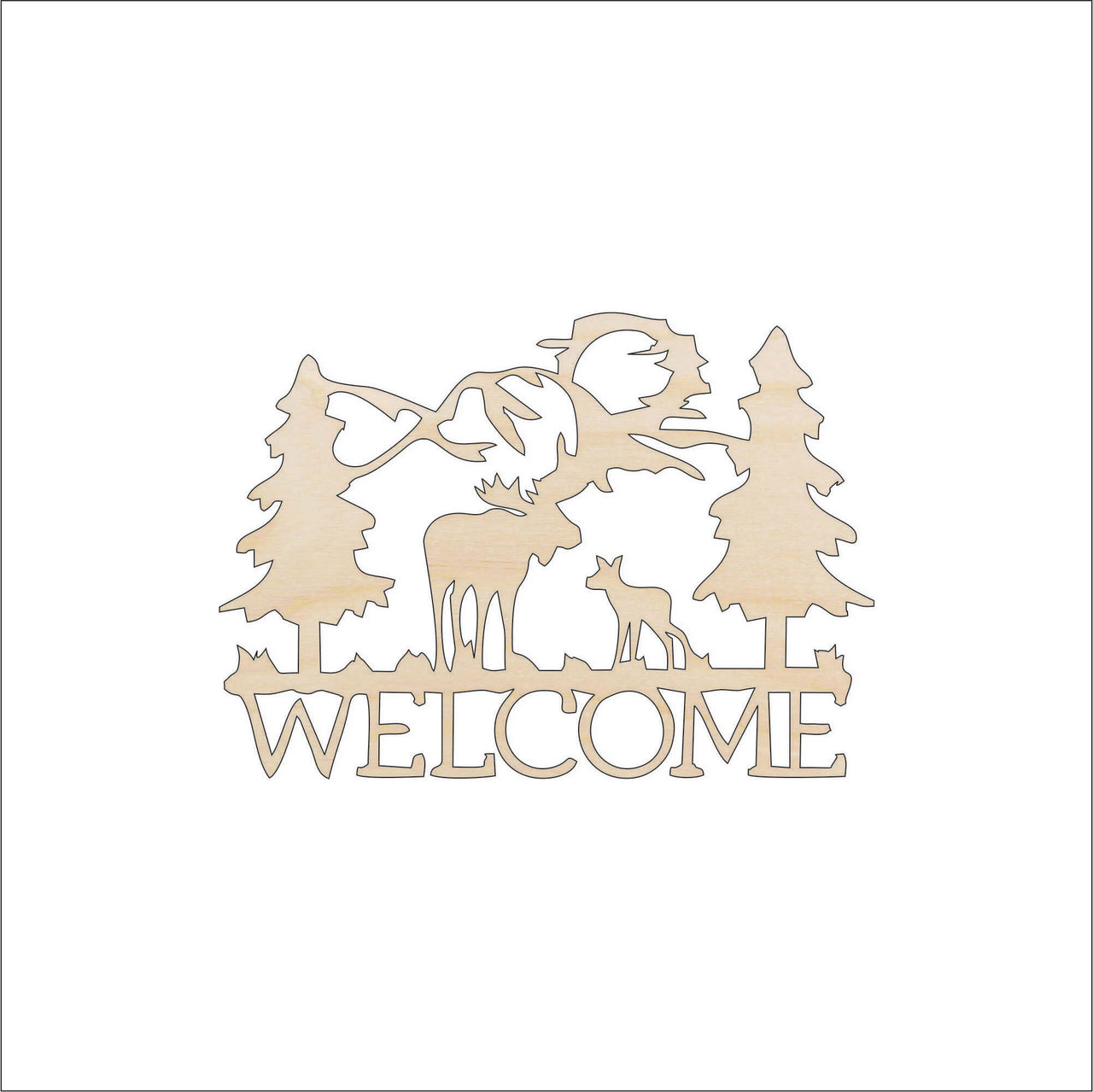 Moose Sign Wood Craft Shape - Laser Cut Baltic Birch Unfinished DIY Wood Art Supplies MUS25 - The Wood Shape Store
