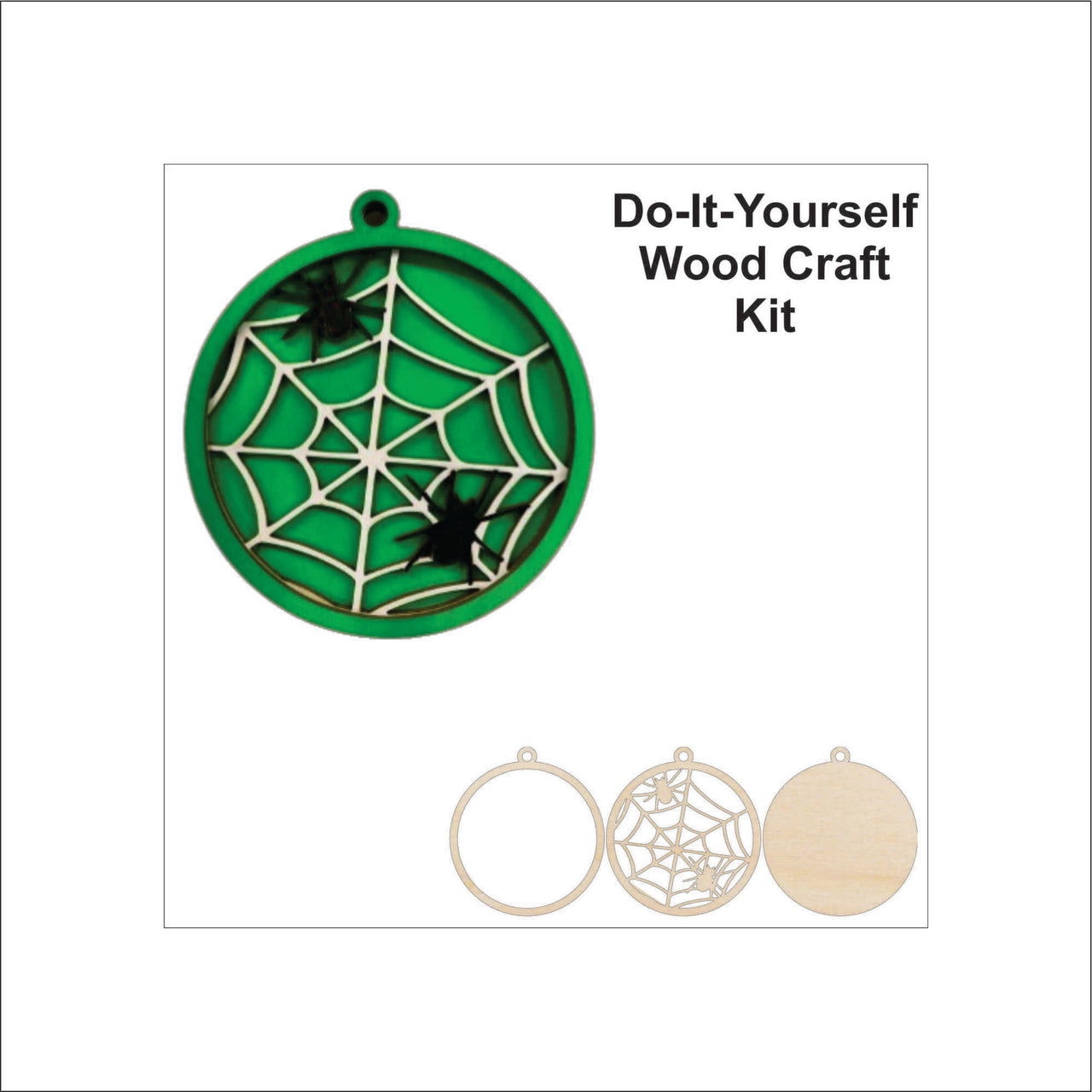 Spider 3D Laser Cut Ornament – Baltic Birch Wood Craft Supplies | DIY Wood Ornament Kit HA12 - The Wood Shape Store