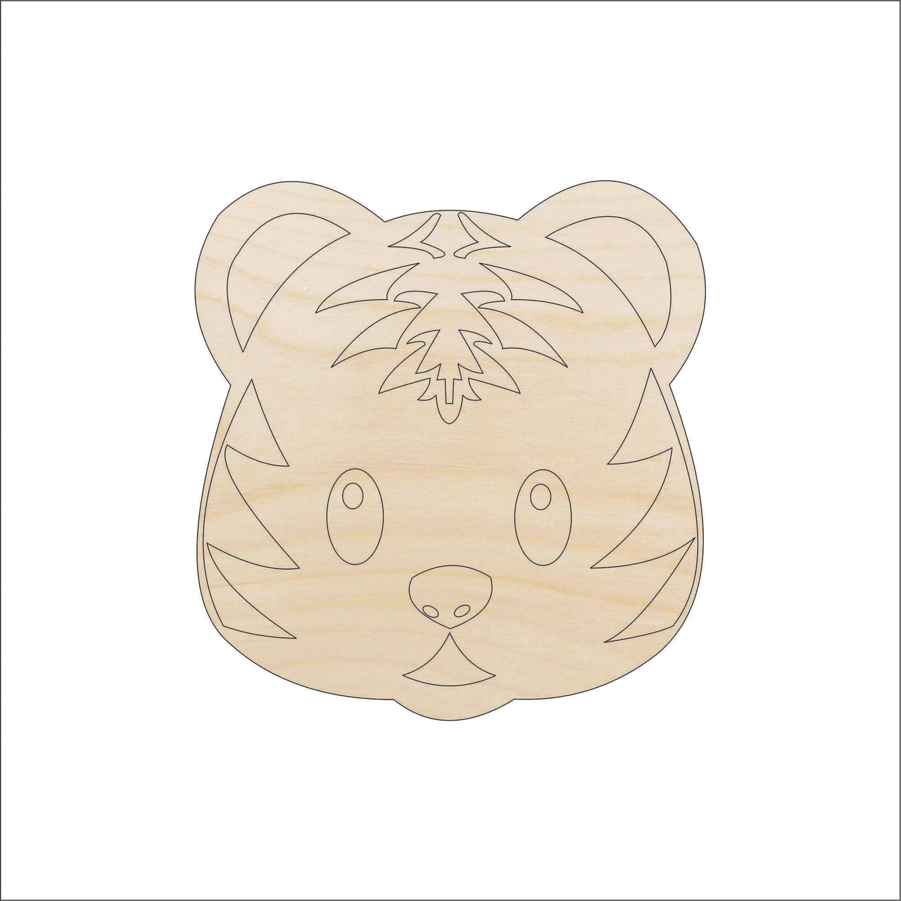 Tiger Wood Craft Shape - Laser Cut Baltic Birch Unfinished DIY Wood Art Supplies CAT6 - The Wood Shape Store