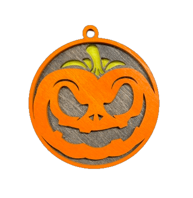 Pumpkin 3D Laser Cut Ornament – Baltic Birch Wood Craft Supplies | DIY Wood Ornament Kit HA16 - The Wood Shape Store