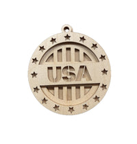 America 3D Laser Cut Ornament – Baltic Birch Wood Craft Supplies | DIY Wood Ornament Kit US108 - The Wood Shape Store