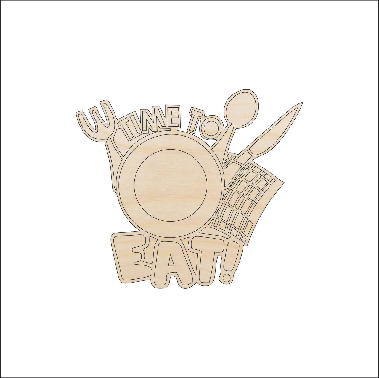 Time To Eat! Wood Craft Shape - Laser Cut Baltic Birch Unfinished DIY Wood Art Supplies FOD59 - The Wood Shape Store