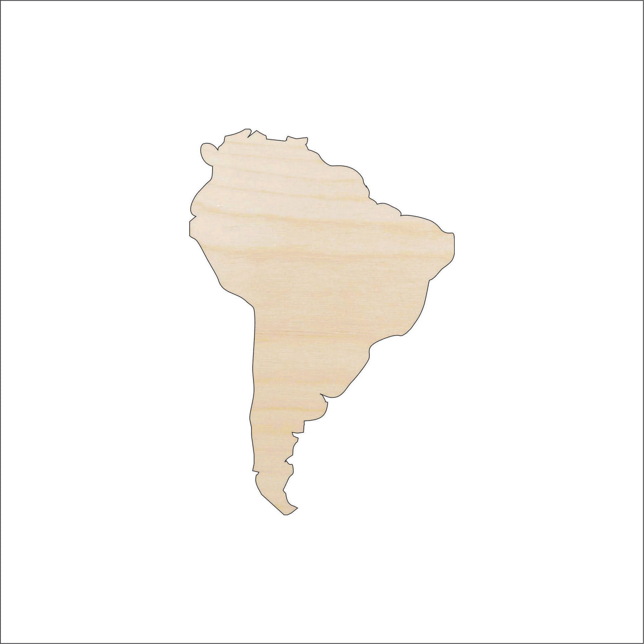 South America Wood Craft Shape - Laser Cut Baltic Birch Unfinished DIY Wood Art Supplies WLD8 - The Wood Shape Store