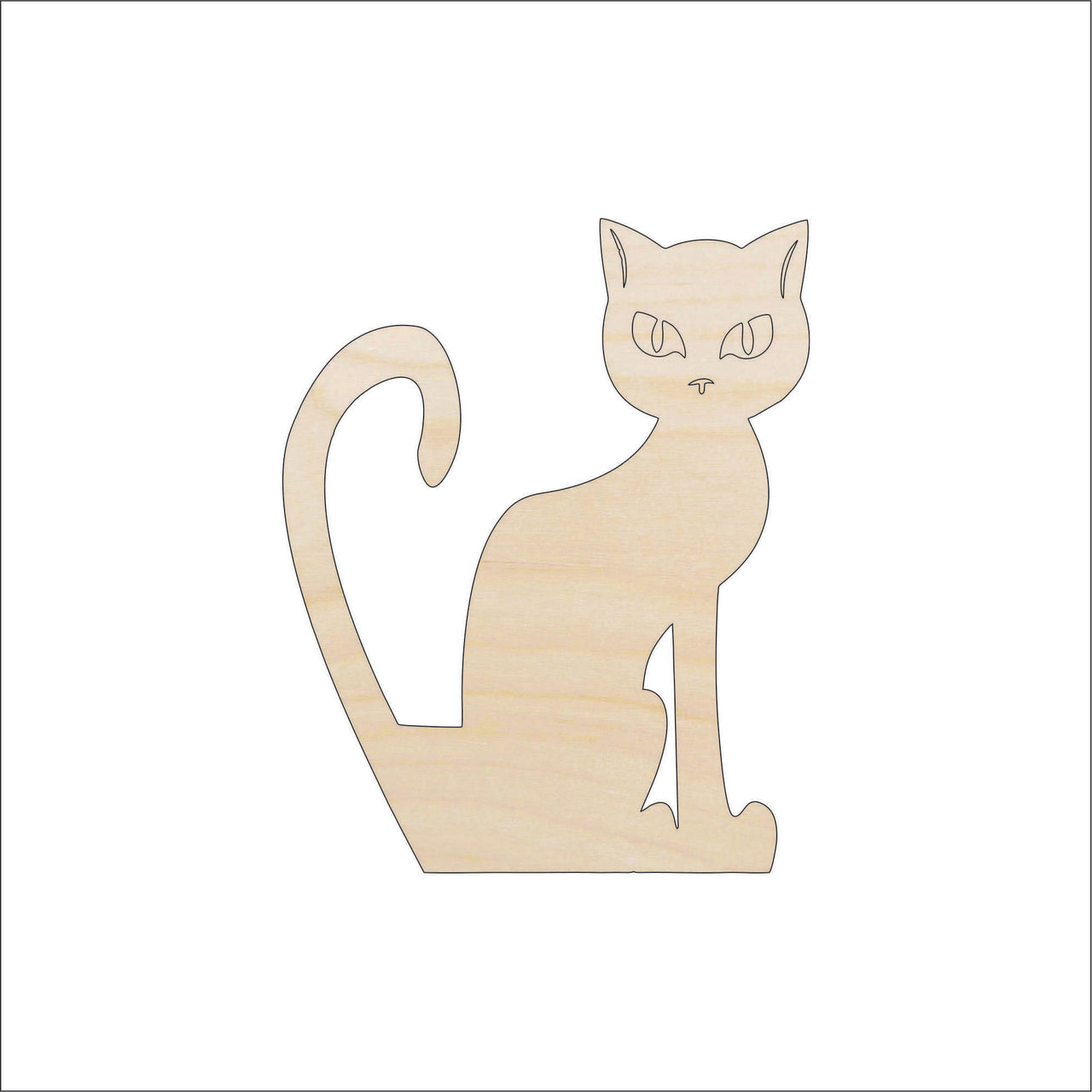 Cat Wood Craft Shape - Laser Cut Baltic Birch Unfinished DIY Wood Art Supplies CAT7 - The Wood Shape Store