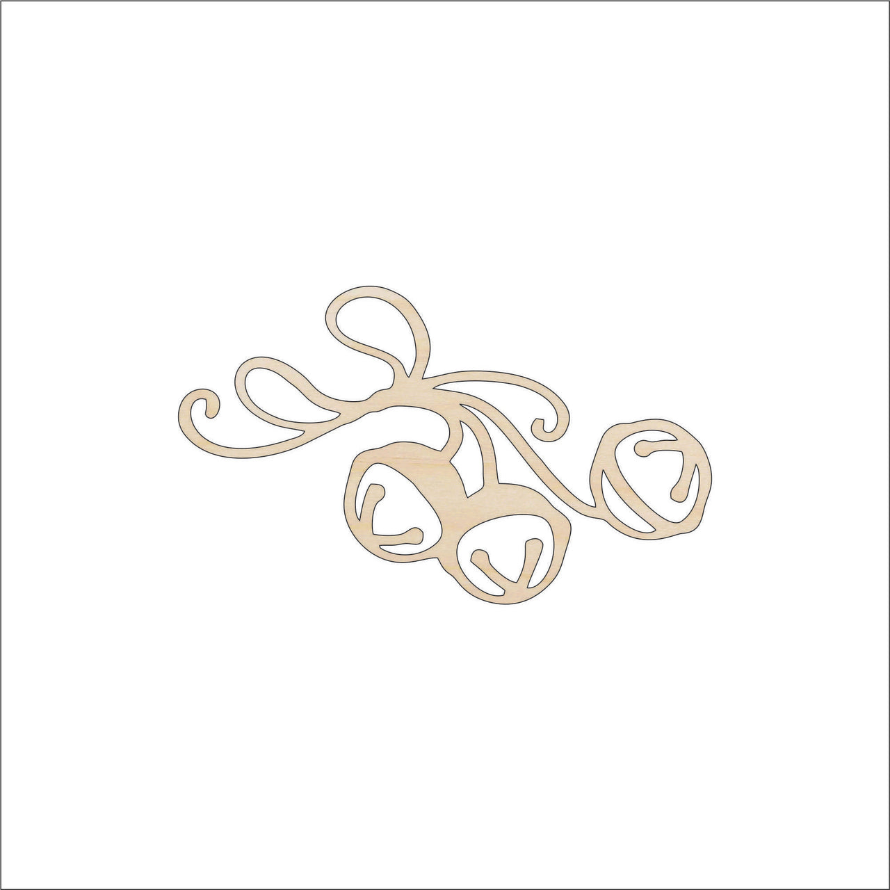 Jingle Bells Wood Craft Shape - Laser Cut Baltic Birch Unfinished DIY Wood Art Supplies XMS155 - The Wood Shape Store
