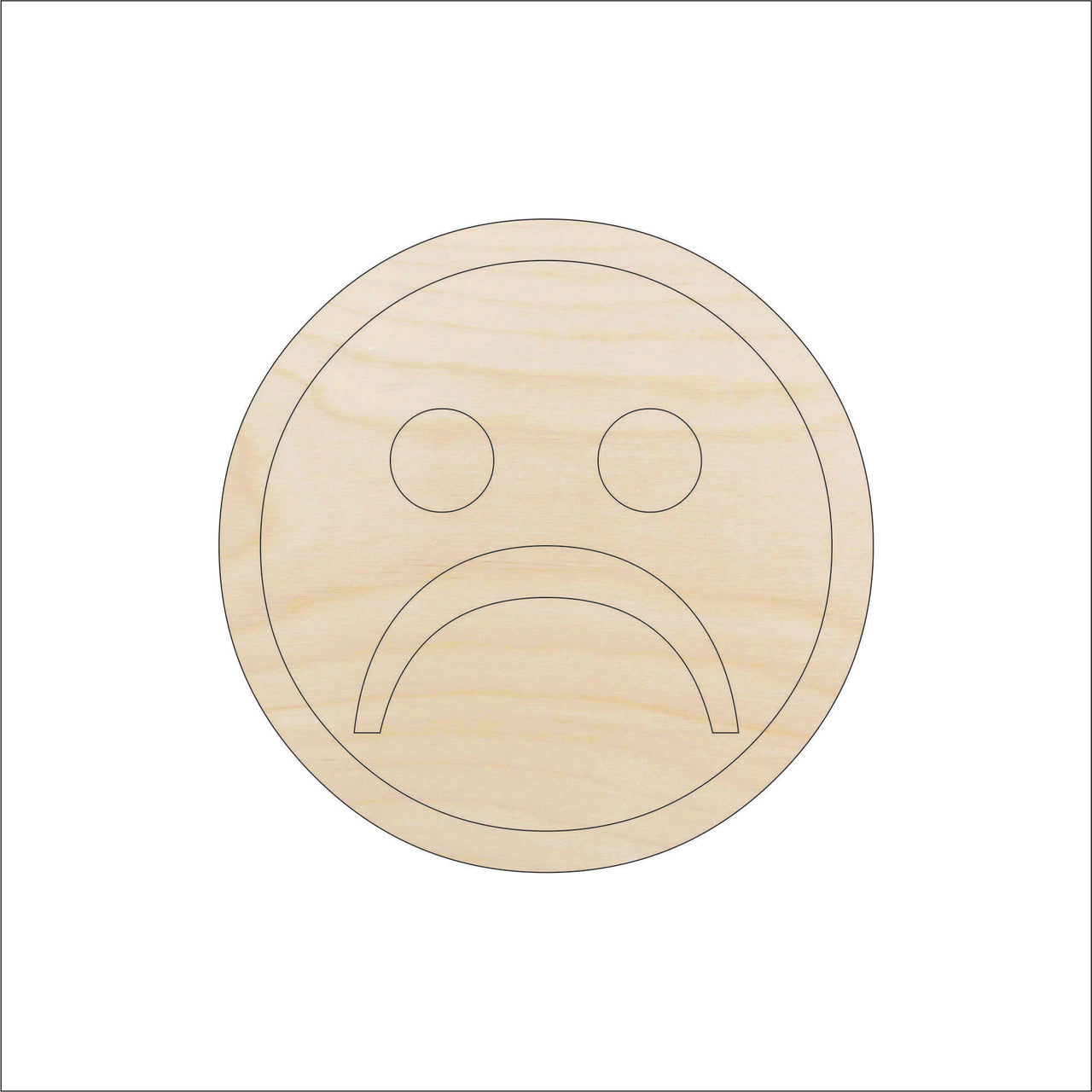 Sad Face Wood Craft Shape - Laser Cut Baltic Birch Unfinished DIY Wood Art Supplies SGN7 - The Wood Shape Store