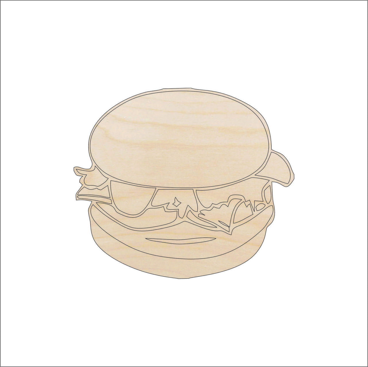 Cheeseburger Wood Craft Shape - Laser Cut Baltic Birch Unfinished DIY Wood Art Supplies FOD17 - The Wood Shape Store