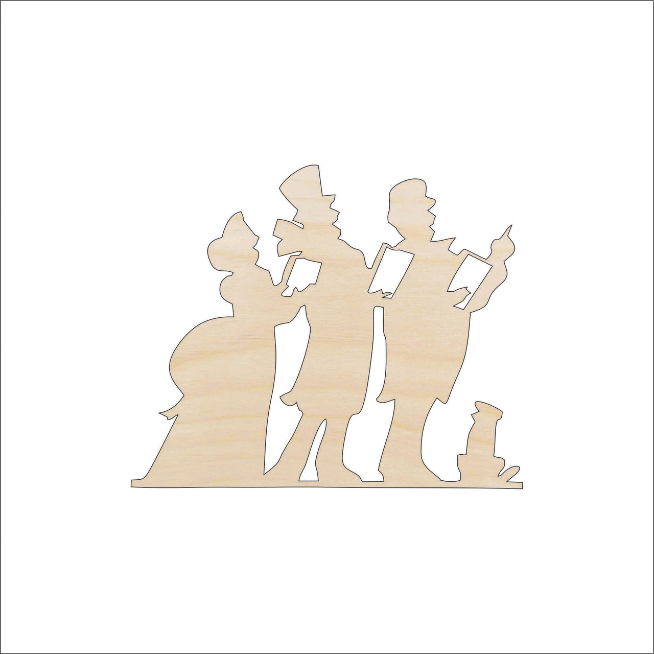 Carolers Wood Craft Shape - Laser Cut Baltic Birch Unfinished DIY Wood Art Supplies XMS62 - The Wood Shape Store