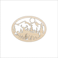 Deer Scene Wood Craft Shape - Laser Cut Baltic Birch Unfinished DIY Wood Art Supplies DER57 - The Wood Shape Store