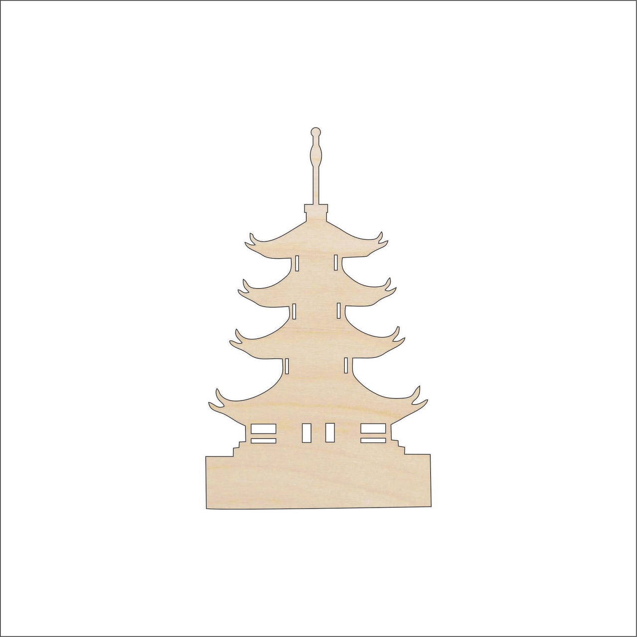 Pagoda Wood Craft Shape - Laser Cut Baltic Birch Unfinished DIY Wood Art Supplies WLD102 - The Wood Shape Store