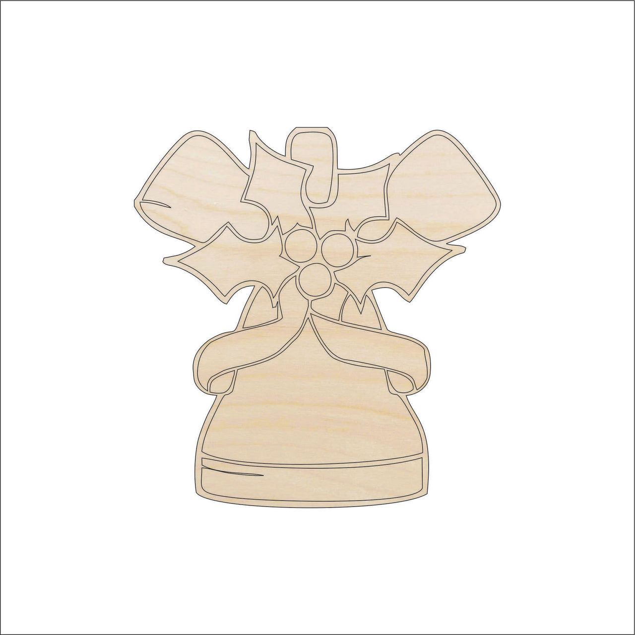 Bell Wood Craft Shape - Laser Cut Baltic Birch Unfinished DIY Wood Art Supplies XMS6 - The Wood Shape Store