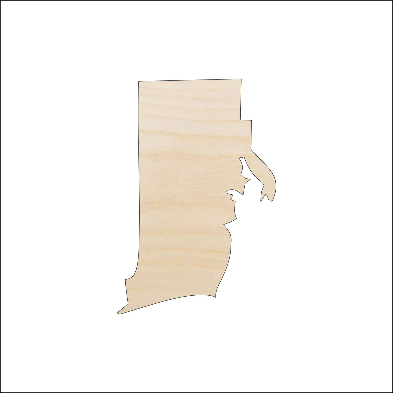 Rhode Island Wood Craft Shape - Laser Cut Baltic Birch Unfinished DIY Wood Art Supplies STAT87 - The Wood Shape Store