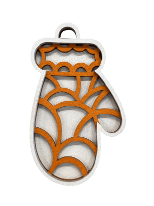 Mitten 3D Laser Cut Ornament – Baltic Birch Wood Craft Supplies | DIY Wood Ornament Kit XM46 - The Wood Shape Store