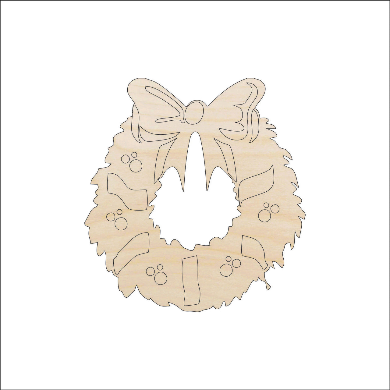 Wreath Wood Craft Shape - Laser Cut Baltic Birch Unfinished DIY Wood Art Supplies XMS105 - The Wood Shape Store