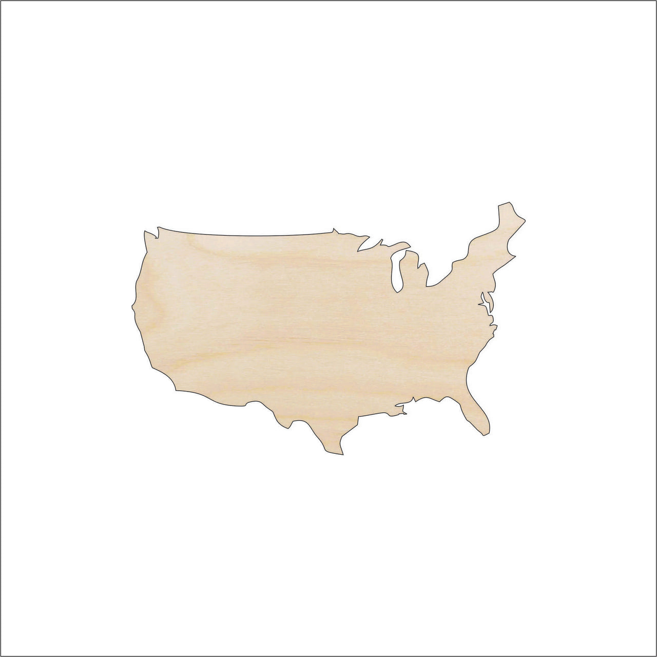 United s Wood Craft Shape - Laser Cut Baltic Birch Unfinished DIY Wood Art Supplies USA22 - The Wood Shape Store