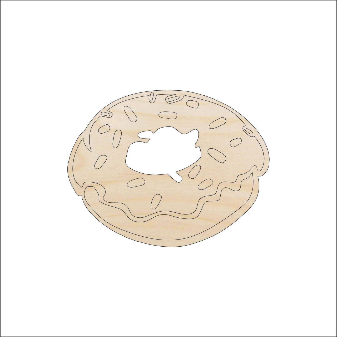 Doughnut Wood Craft Shape - Laser Cut Baltic Birch Unfinished DIY Wood Art Supplies FOD163 - The Wood Shape Store