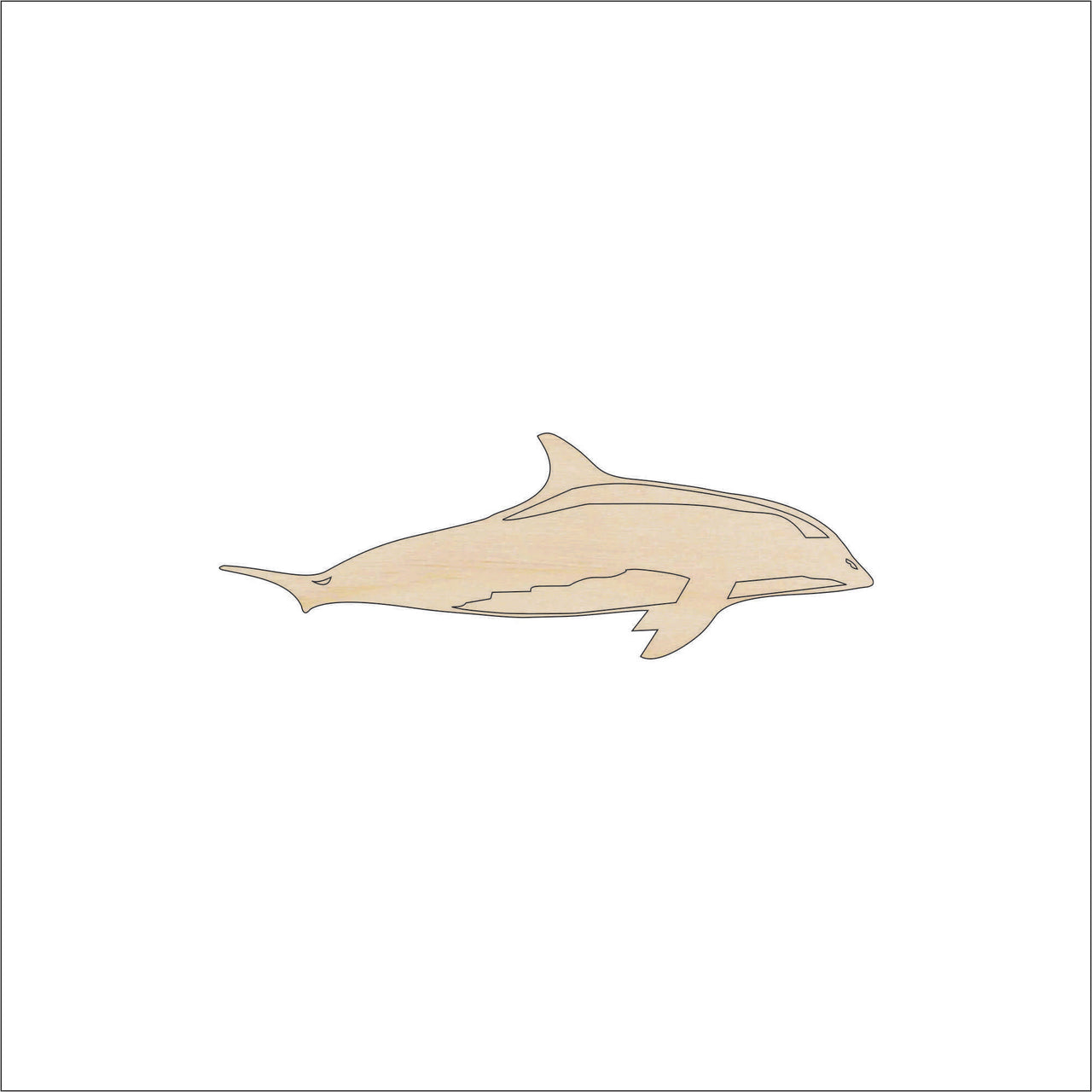 Dolphin Wood Craft Shape - Laser Cut Baltic Birch Unfinished DIY Wood Art Supplies SEA100 - The Wood Shape Store