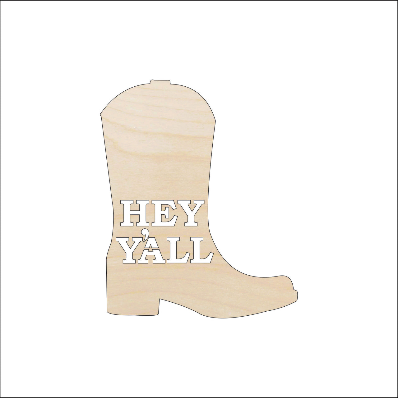 Cowboy Boot Wood Craft Shape - Laser Cut Baltic Birch Unfinished DIY Wood Art Supplies CLT1 - The Wood Shape Store