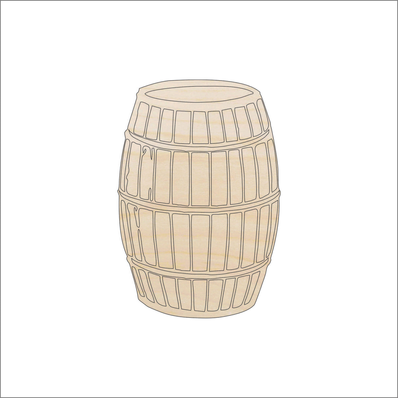 Barrel Wood Craft Shape - Laser Cut Baltic Birch Unfinished DIY Wood Art Supplies FOD63 - The Wood Shape Store