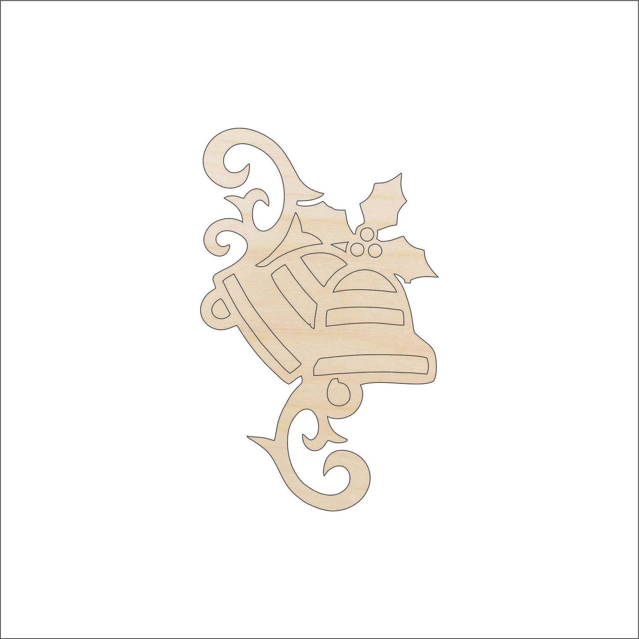 Bells Wood Craft Shape - Laser Cut Baltic Birch Unfinished DIY Wood Art Supplies XMS110 - The Wood Shape Store
