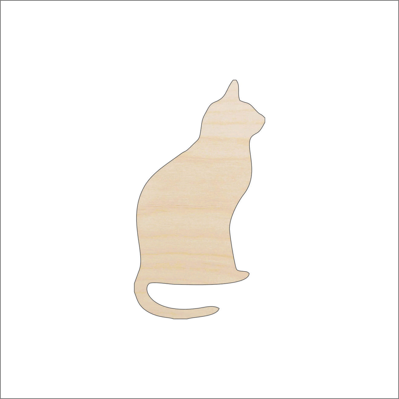 Cat Wood Craft Shape - Laser Cut Baltic Birch Unfinished DIY Wood Art Supplies CAT33 - The Wood Shape Store
