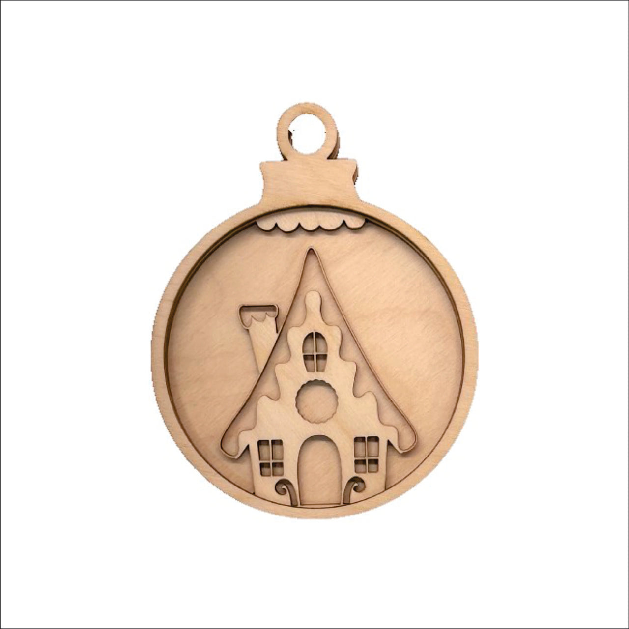 House 3D Laser Cut Ornament – Baltic Birch Wood Craft Supplies | DIY Wood Ornament Kit XM54 - The Wood Shape Store