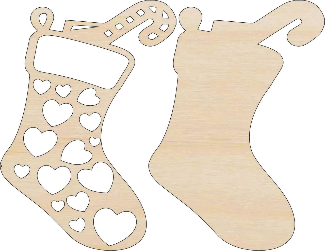 Stocking 3D Laser Cut Ornament – Baltic Birch Wood Craft Supplies | DIY Wood Ornament Kit XM49 - The Wood Shape Store