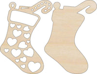 Stocking 3D Laser Cut Ornament – Baltic Birch Wood Craft Supplies | DIY Wood Ornament Kit XM49 - The Wood Shape Store