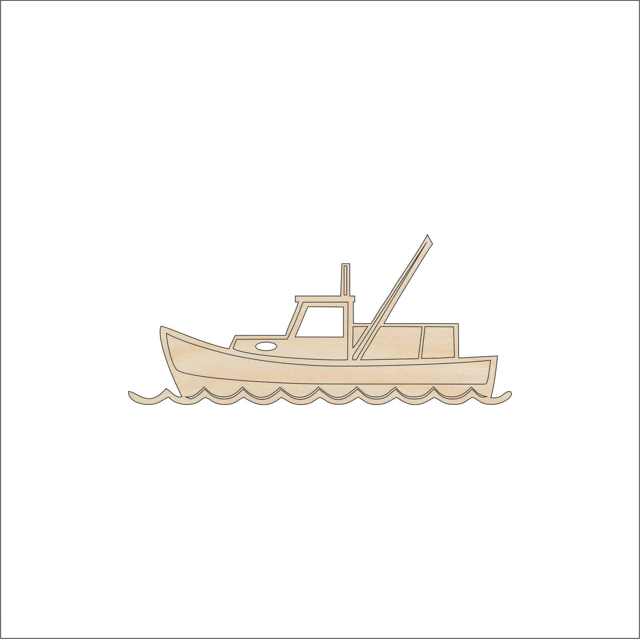 Shrimp Boat Wood Craft Shape - Laser Cut Baltic Birch Unfinished DIY Wood Art Supplies BOT44 - The Wood Shape Store