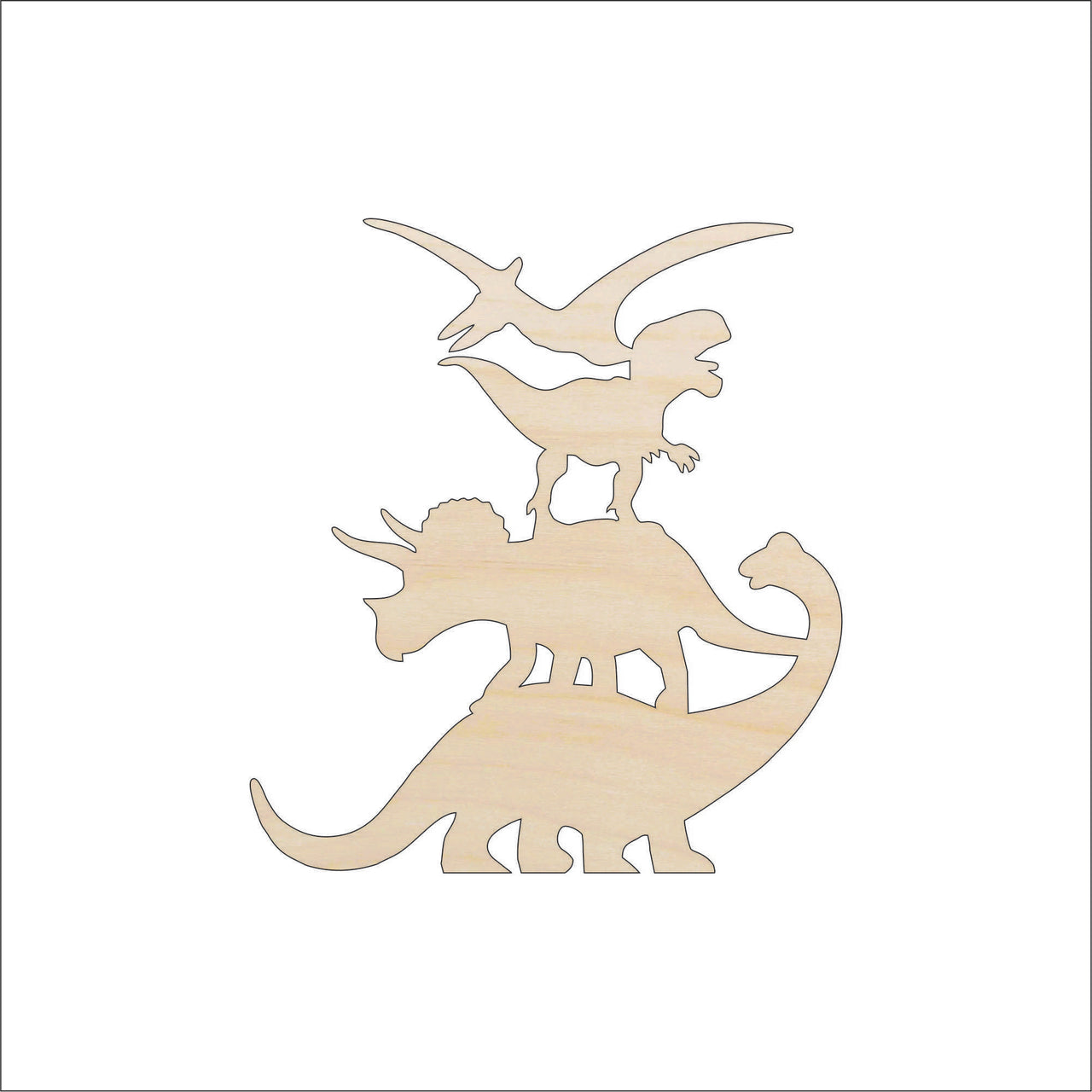 Dinosaurs - Wood Craft Shape - Laser Cut Baltic Birch Unfinished DIY Wood Art Supplies DIN35 - The Wood Shape Store