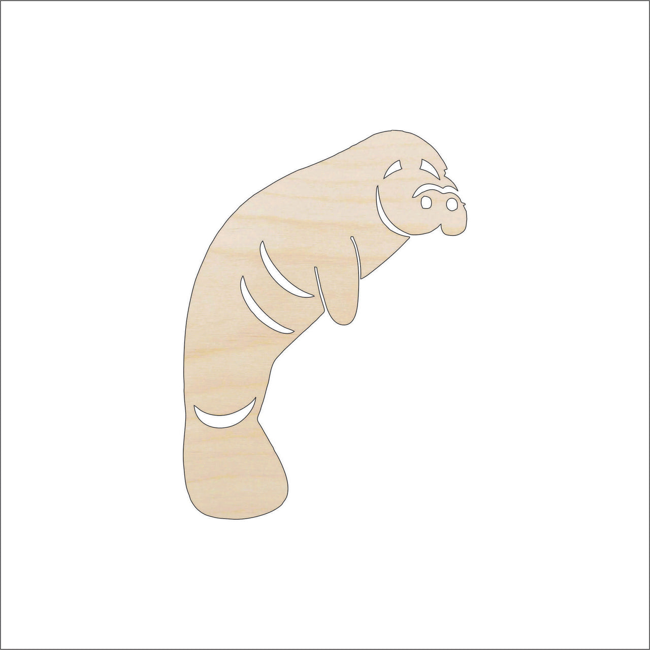 Manatee Wood Craft Shape - Laser Cut Baltic Birch Unfinished DIY Wood Art Supplies SEA165 - The Wood Shape Store