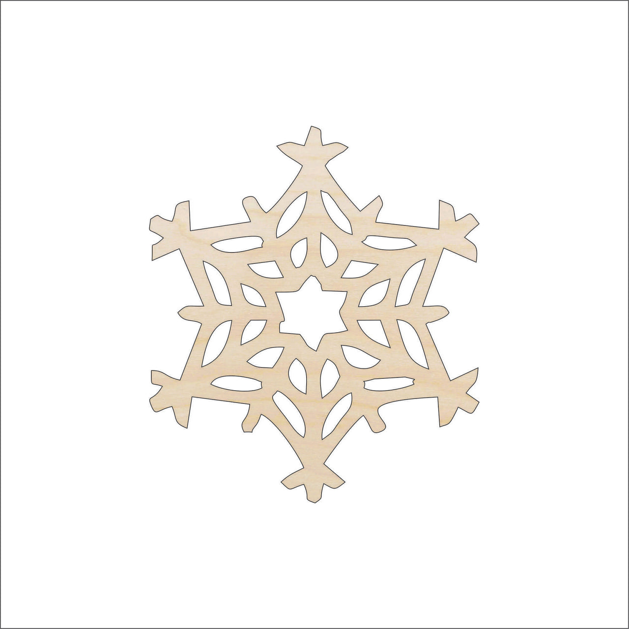 Snowflake Wood Craft Shape - Laser Cut Baltic Birch Unfinished DIY Wood Art Supplies SNW56 - The Wood Shape Store