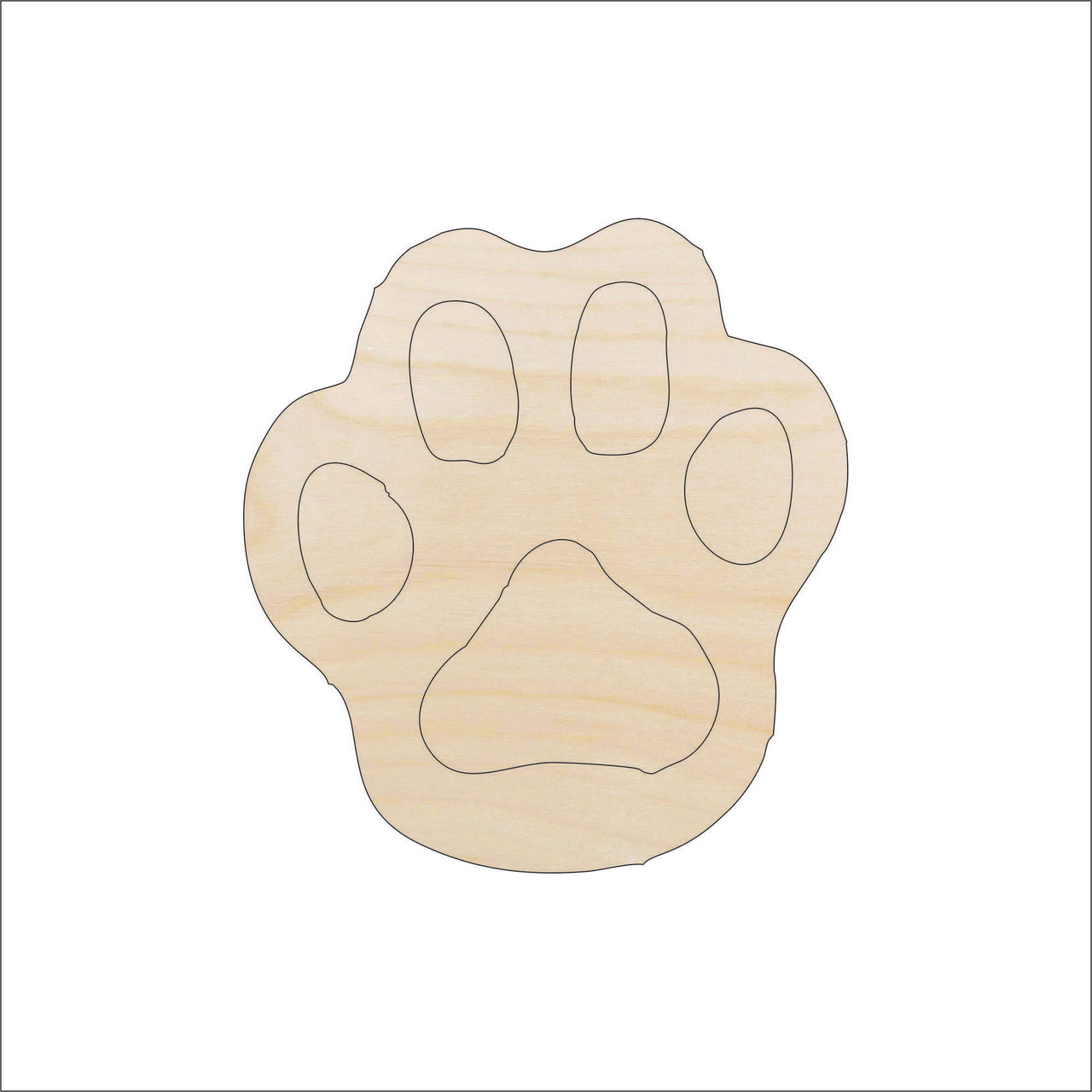 Dog Paw Print Wood Craft Shape – Laser Cut Baltic Birch Unfinished DIY Wood Art Supplies ANML51 - The Wood Shape Store