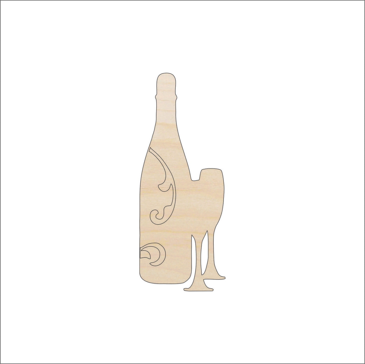 Wine Bottle Wood Craft Shape - Laser Cut Baltic Birch Unfinished DIY Wood Art Supplies FOD40 - The Wood Shape Store
