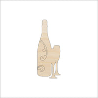 Wine Bottle Wood Craft Shape - Laser Cut Baltic Birch Unfinished DIY Wood Art Supplies FOD40 - The Wood Shape Store