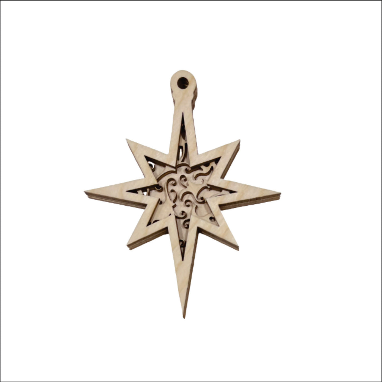 Star 3 3D Laser Cut Ornament – Baltic Birch Wood Craft Supplies | DIY Wood Ornament Kit RE1 - The Wood Shape Store