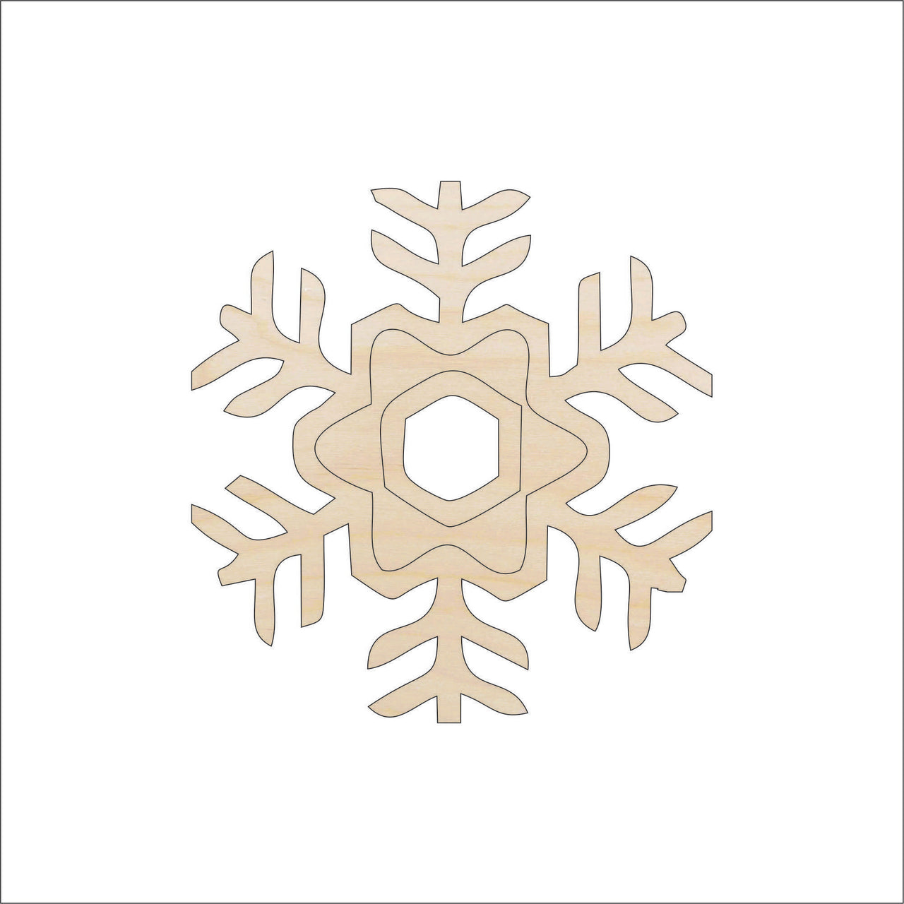 Snowflake Wood Craft Shape - Laser Cut Baltic Birch Unfinished DIY Wood Art Supplies SNW55 - The Wood Shape Store