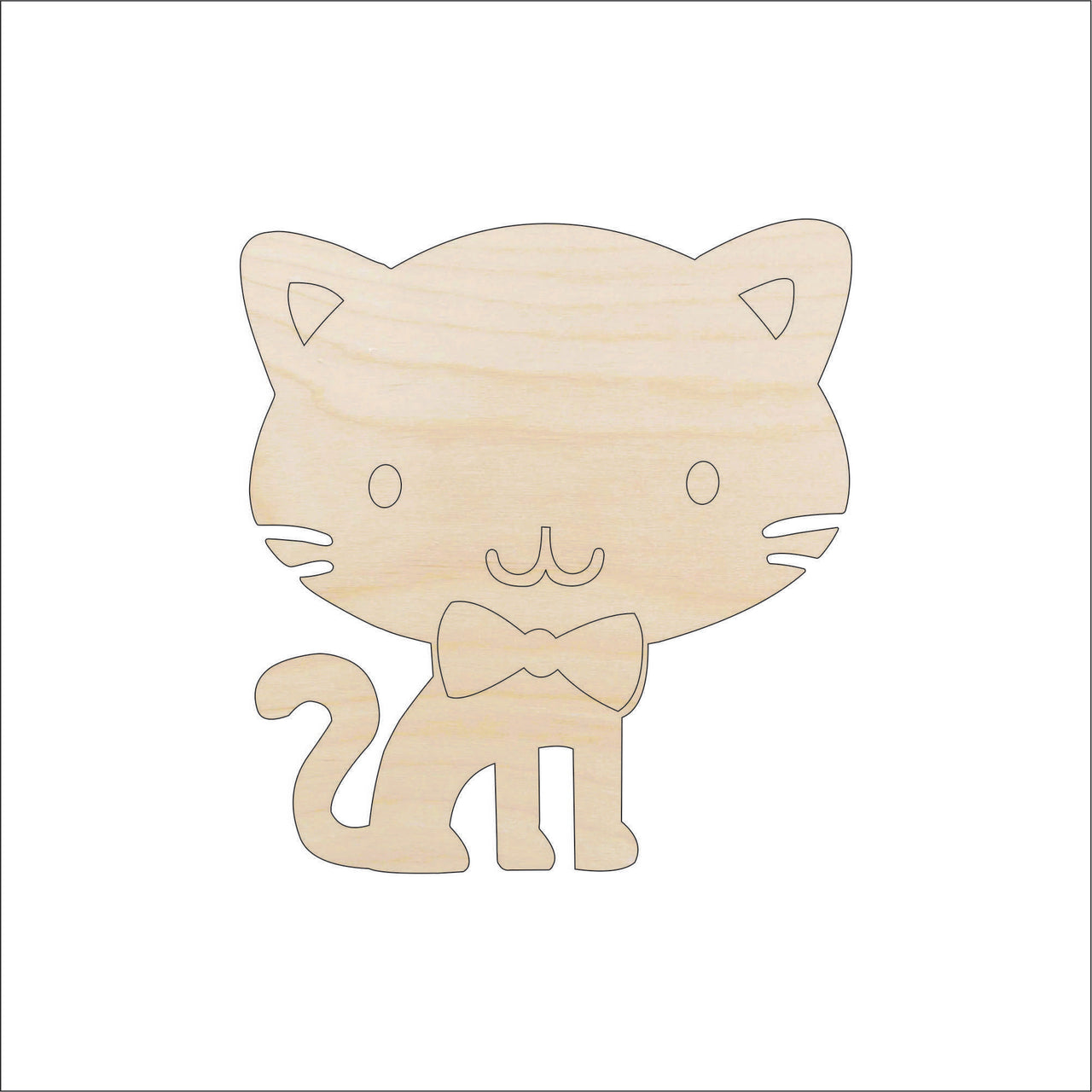 Cat Wood Craft Shape - Laser Cut Baltic Birch Unfinished DIY Wood Art Supplies CAT28 - The Wood Shape Store