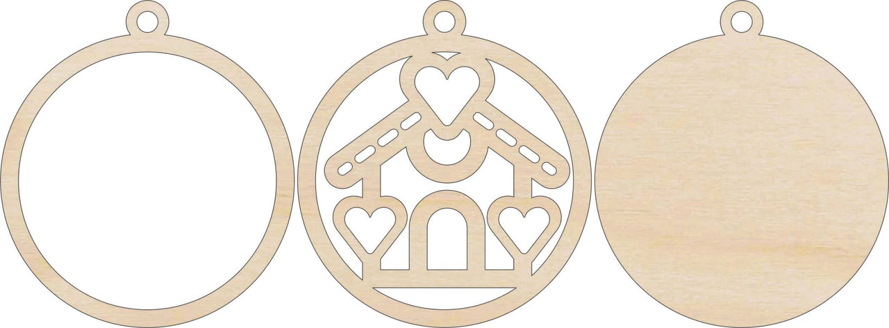 House 3D Laser Cut Ornament – Baltic Birch Wood Craft Supplies | DIY Wood Ornament Kit HM2 - The Wood Shape Store