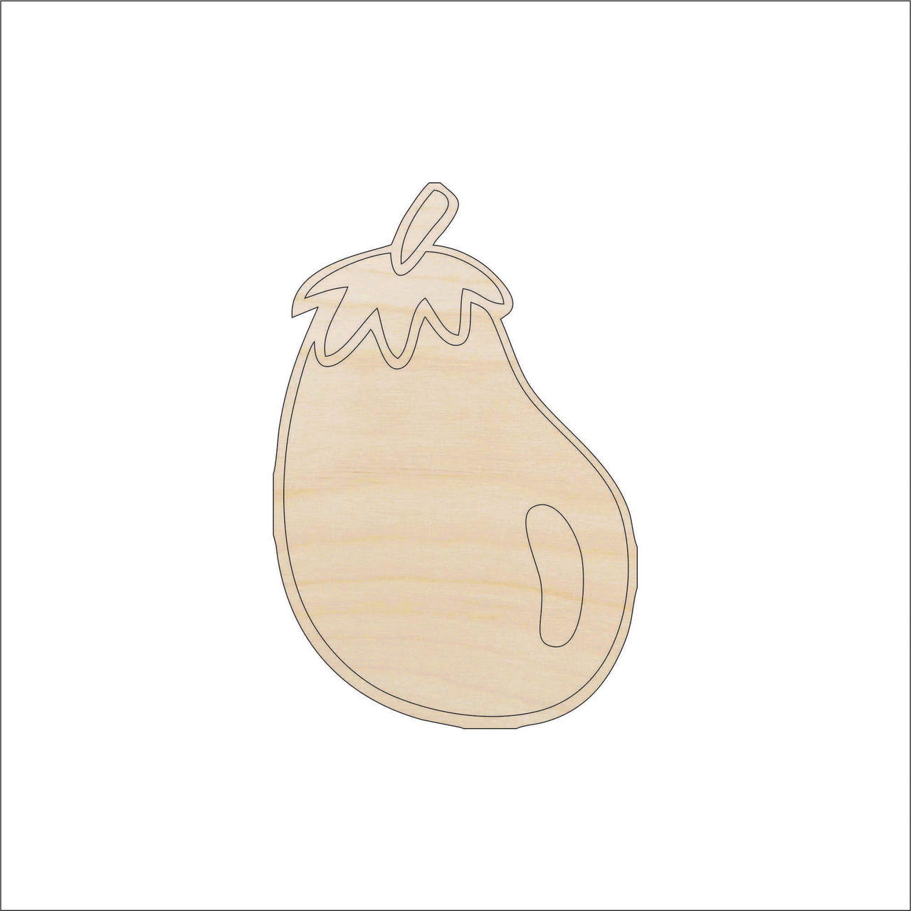 Eggplant Wood Craft Shape - Laser Cut Baltic Birch Unfinished DIY Wood Art Supplies FOD144 - The Wood Shape Store