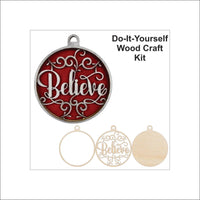 Believe 3D Laser Cut Ornament – Baltic Birch Wood Craft Supplies | DIY Ornament Kit RE17 - The Wood Shape Store