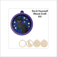 Cat 3D Laser Cut Ornament – Baltic Birch Wood Craft Supplies | DIY Wood Ornament Kit HA27 - The Wood Shape Store