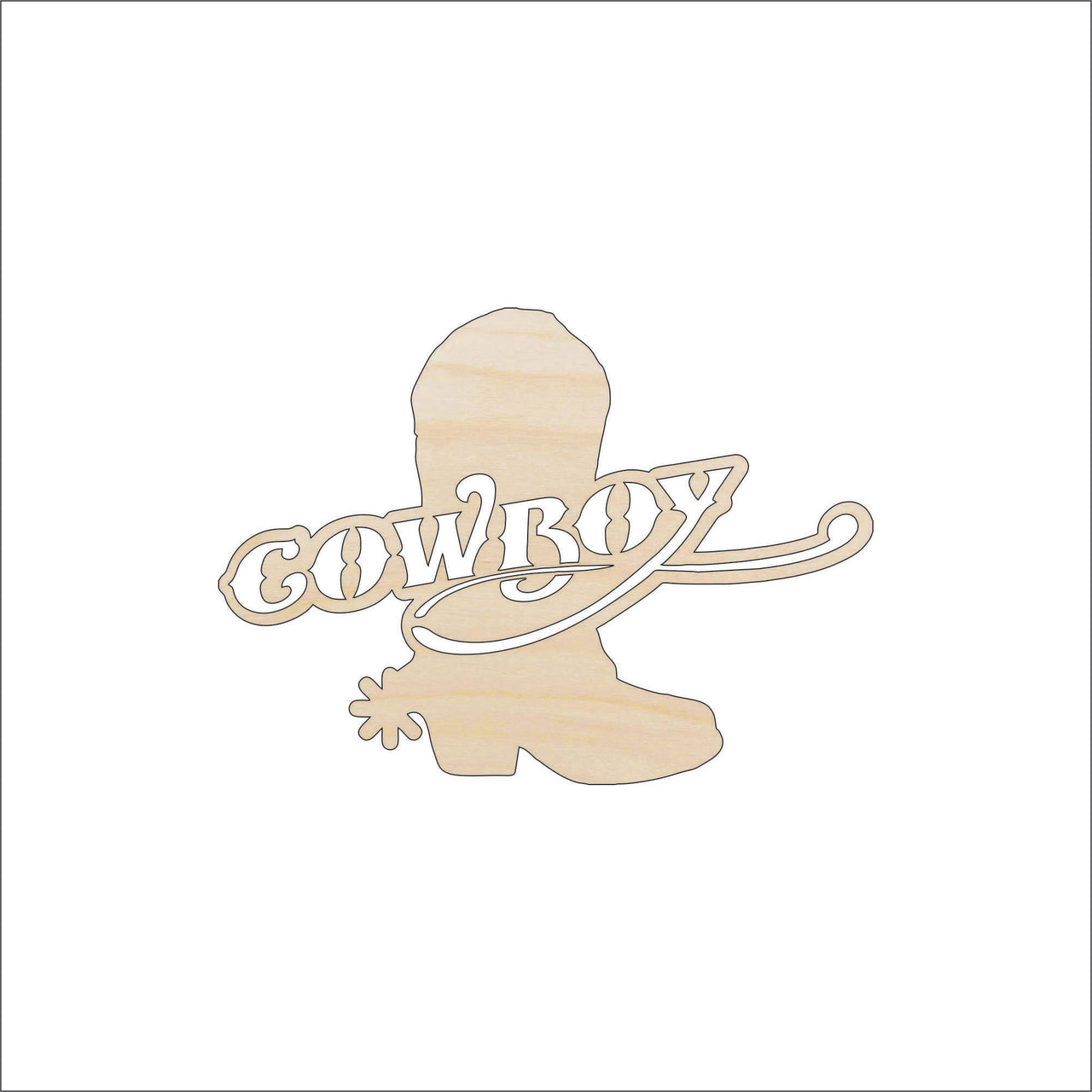 Cowboy Wood Craft Shape - Laser Cut Baltic Birch Unfinished DIY Wood Art Supplies PPL146 - The Wood Shape Store