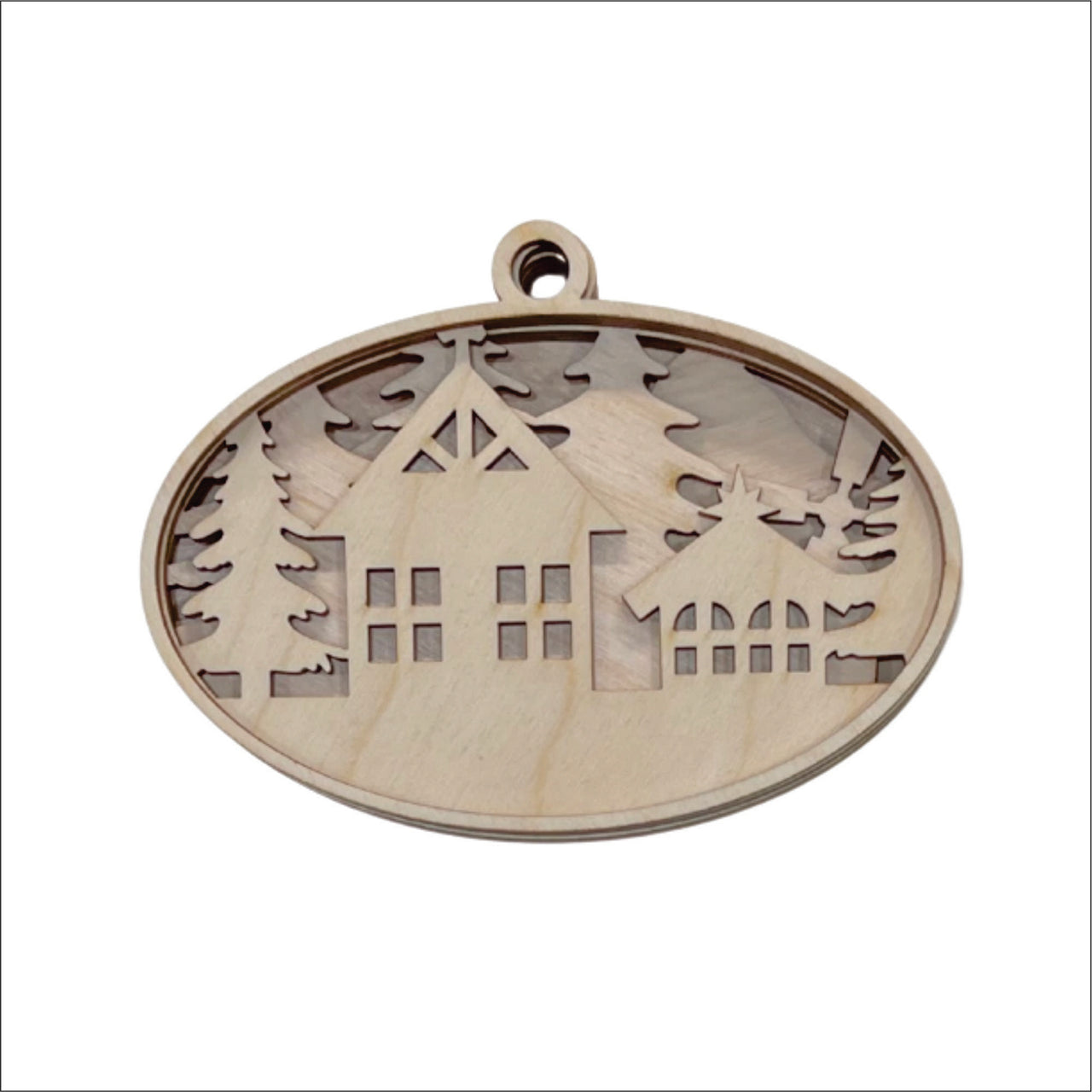 House 3D Laser Cut Ornament – Baltic Birch Wood Craft Supplies | DIY Wood Ornament Kit HM1 - The Wood Shape Store