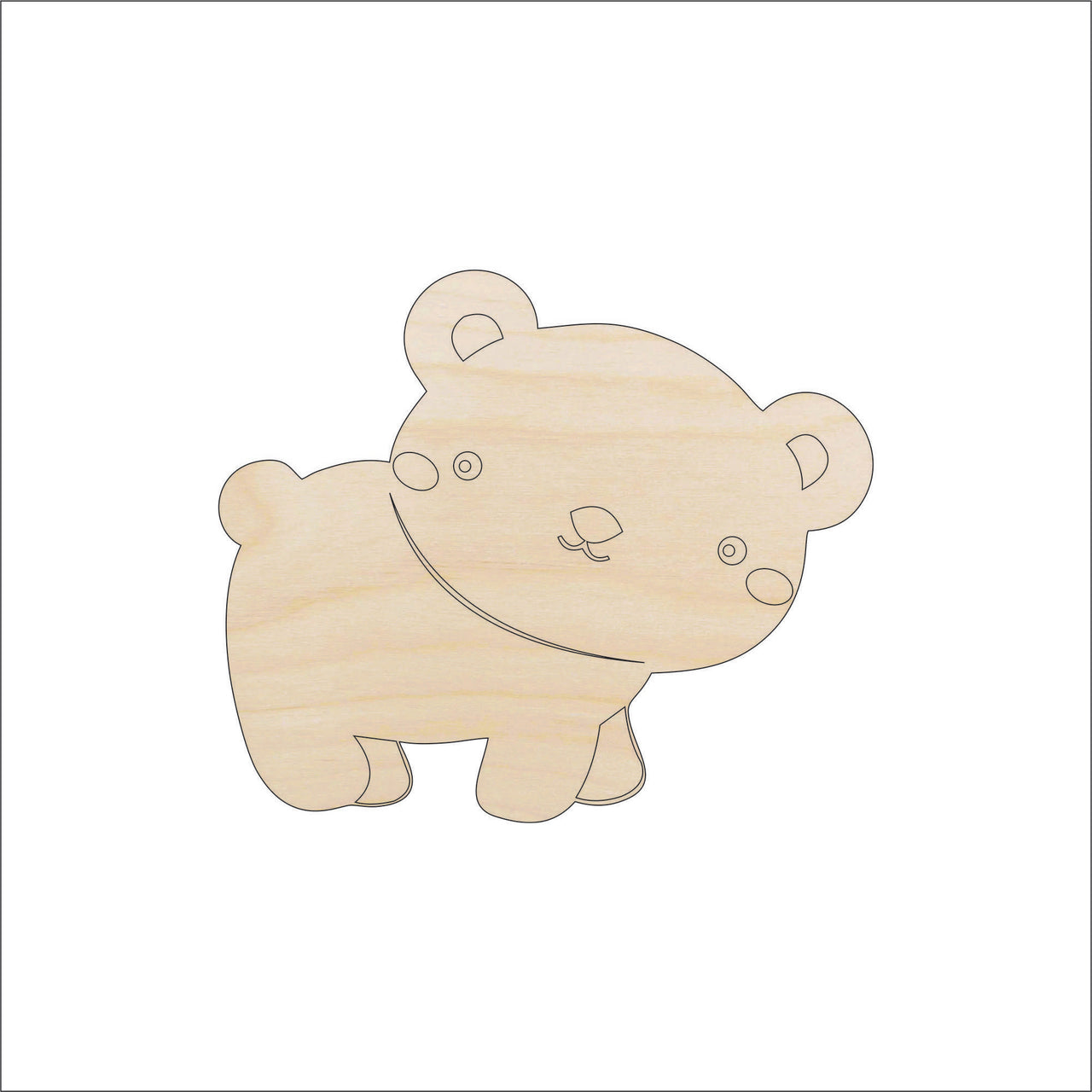 Bear Wood Craft Shape – Laser Cut Baltic Birch Unfinished DIY Wood Art Supplies BER9 - The Wood Shape Store